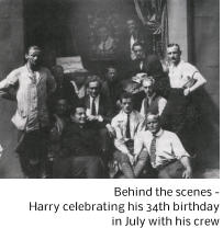 Behind the scenes -  Harry celebrating his 34th birthday  in July with his crew